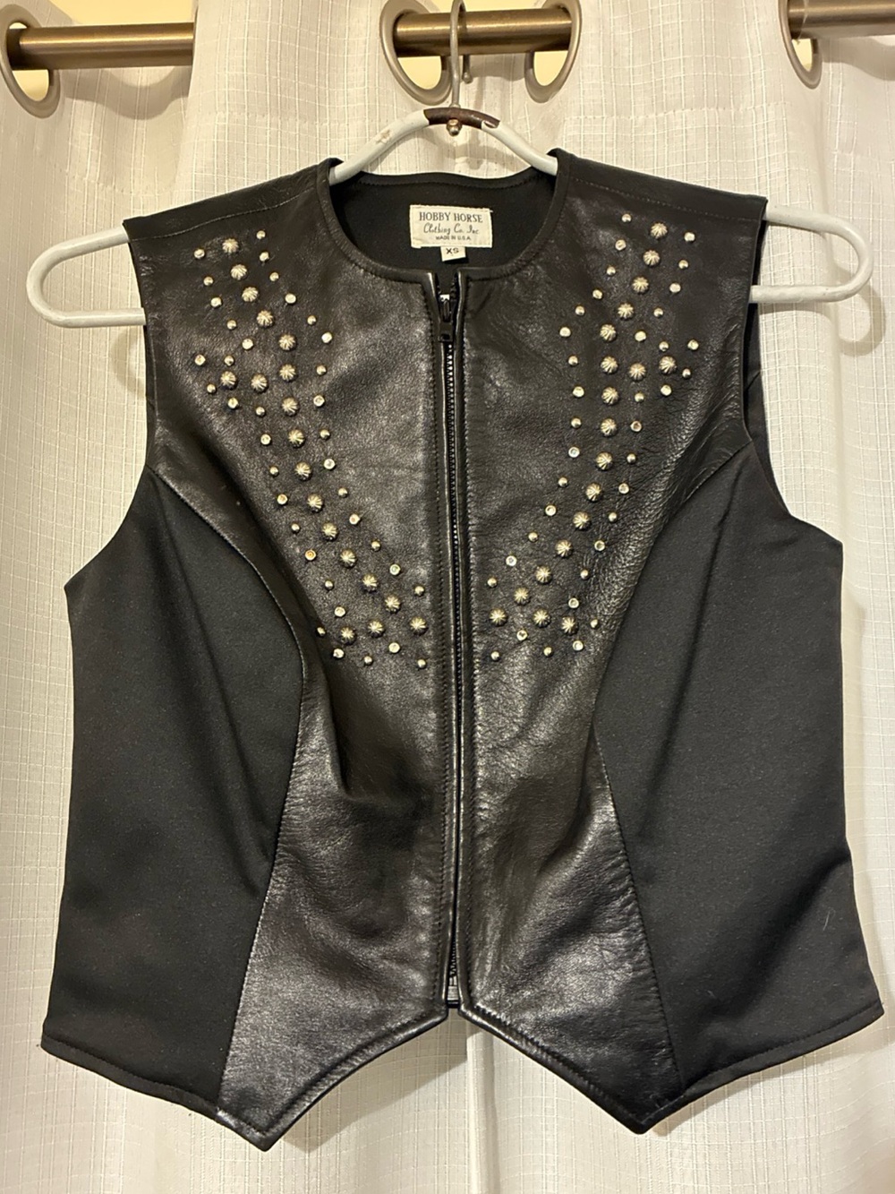 Hobby Horse Studded Black Leather Vest Women's show equestrian western biker